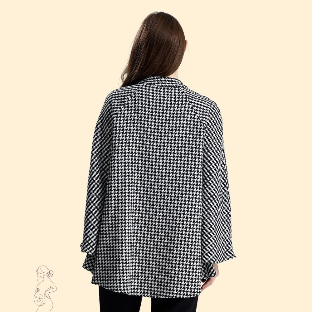 Poncho bardhë e zi për shtatzëna