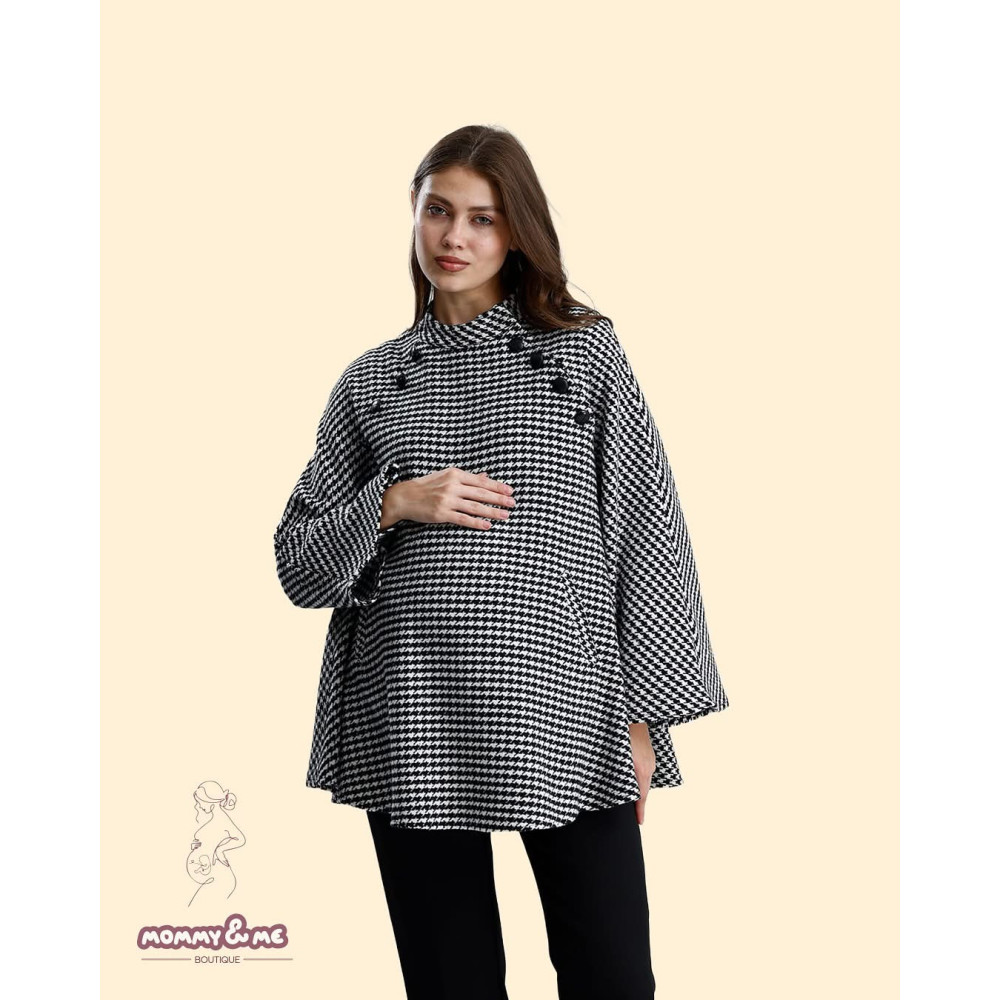 Poncho bardhë e zi për shtatzëna