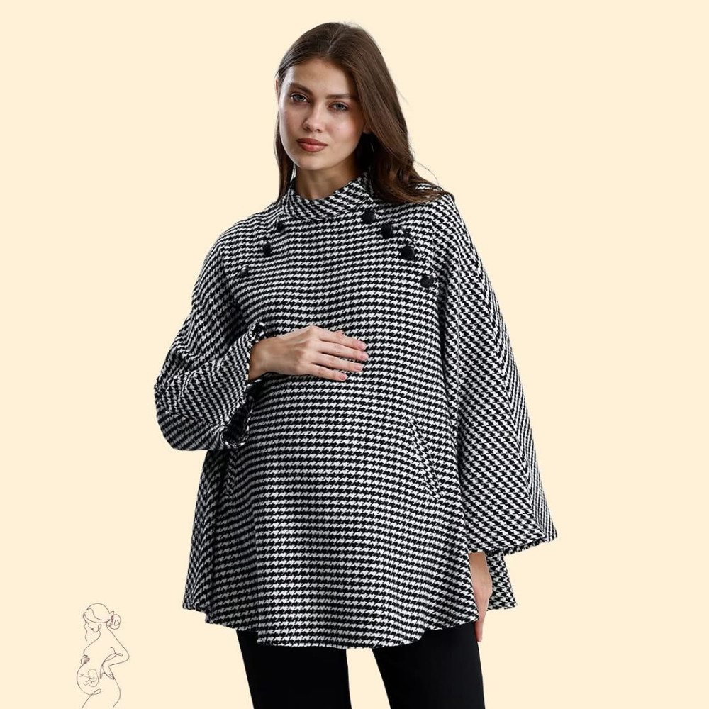 Poncho bardhë e zi për shtatzëna