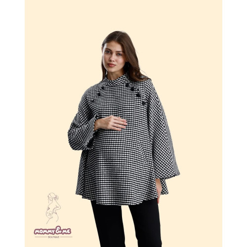 Poncho bardhë e zi për shtatzëna