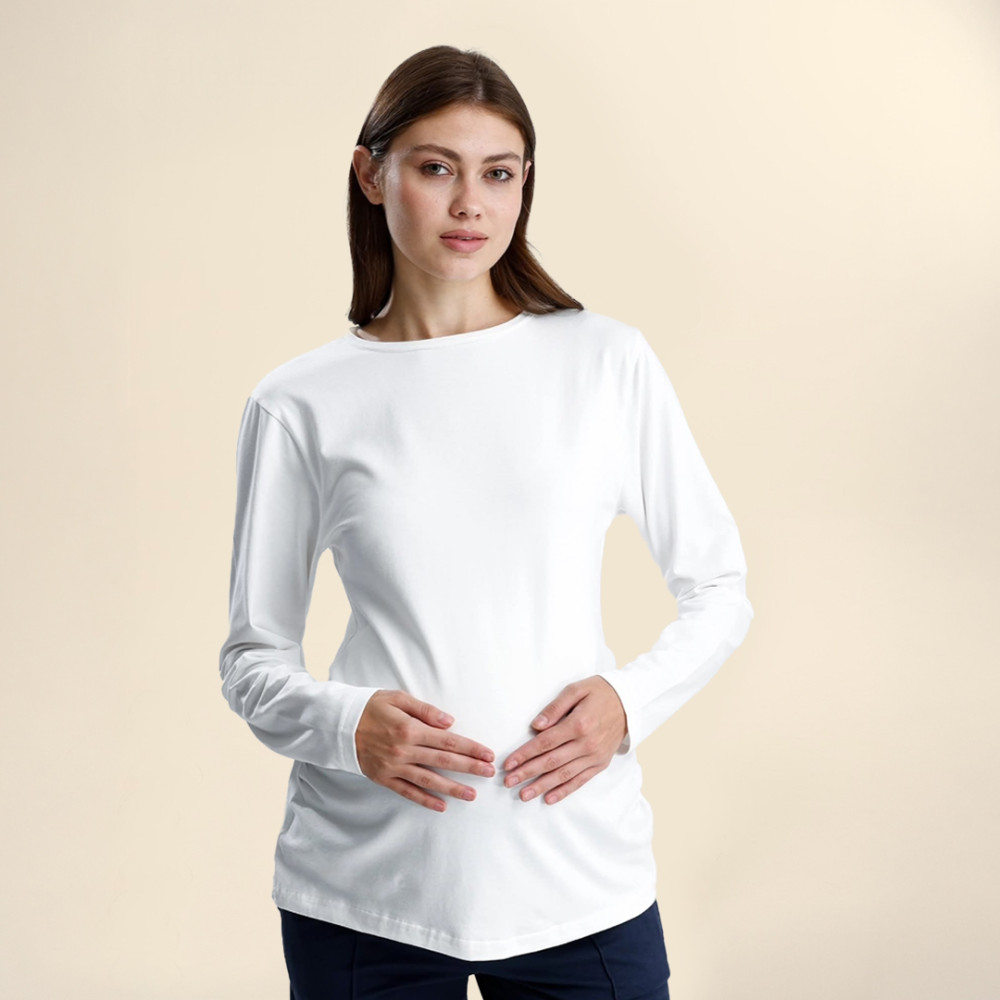 Bluze e bardhë pambuku për shtatzani