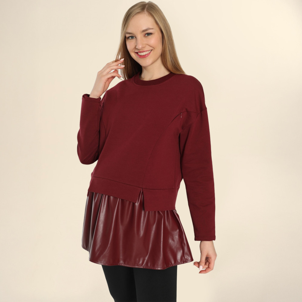 Bluze e Bordo për shtatzëna me detaje lëkure