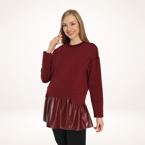 Bluze e Bordo për shtatzëna me detaje lëkure
