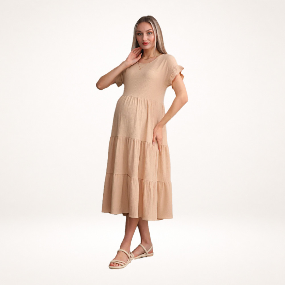 Fustan Beige për Shtatzëni
