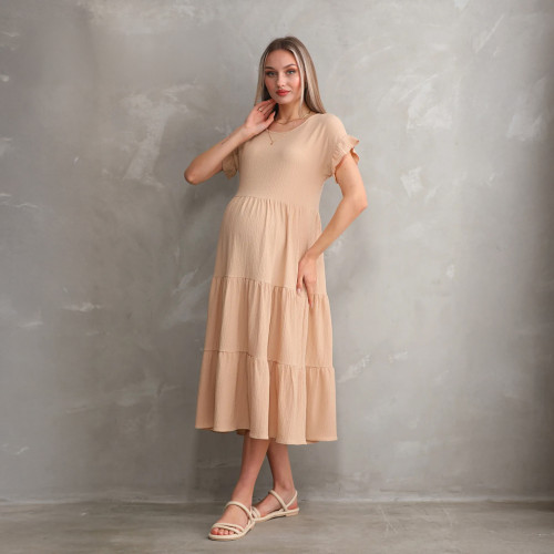 Fustan Beige për Shtatzëni